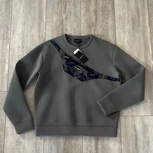 Emporio Armani Dark Gray Crewneck Sweater with Blue Camouflage Accent ( Kids )